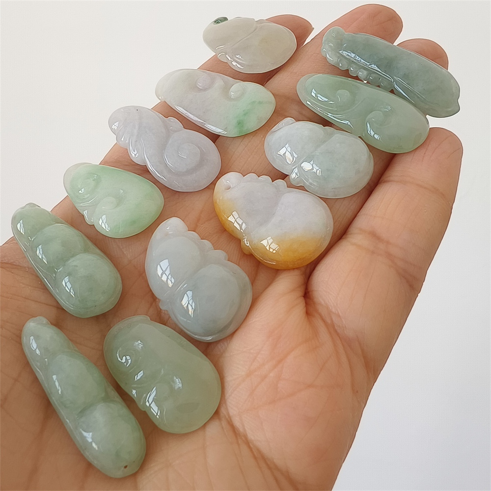 Natural Yellow Color Heated 24-33X11-15X4-8mm Burmese Jadeite Gourd,Four Season Bean Pod  And Ruyi Pendant,Amulet Pendants,DIY Jewelry Supplies