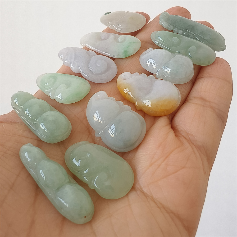 Natural Yellow Color Heated 24-33X11-15X4-8mm Burmese Jadeite Gourd,Four Season Bean Pod  And Ruyi Pendant,Amulet Pendants,DIY Jewelry Supplies