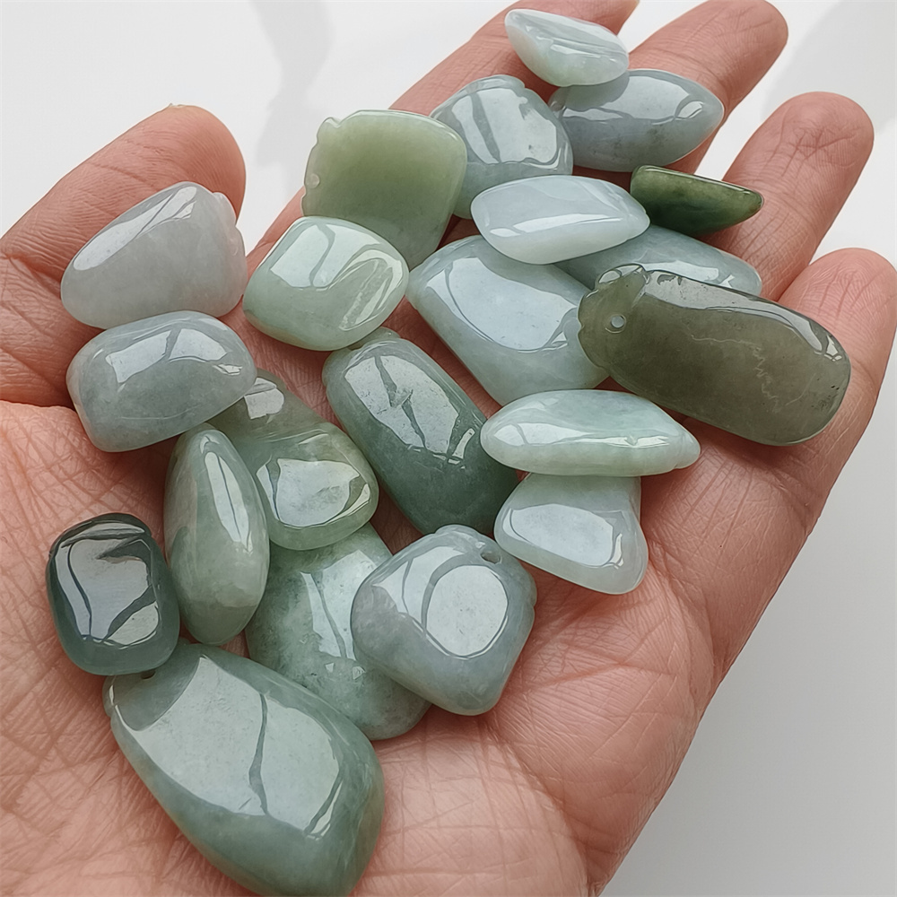 5pcs Natural Certificated Type A 16-30X13-17X5-8mm Green Burmese Jadeite Blessing Melon Pendant,Amulet Pendant ,DIY Jewelry Supplies