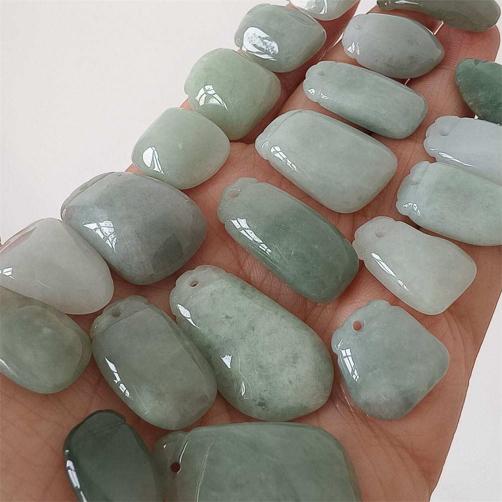 5pcs Natural Certificated Type A 16-30X13-17X5-8mm Green Burmese Jadeite Blessing Melon Pendant,Amulet Pendant ,DIY Jewelry Supplies