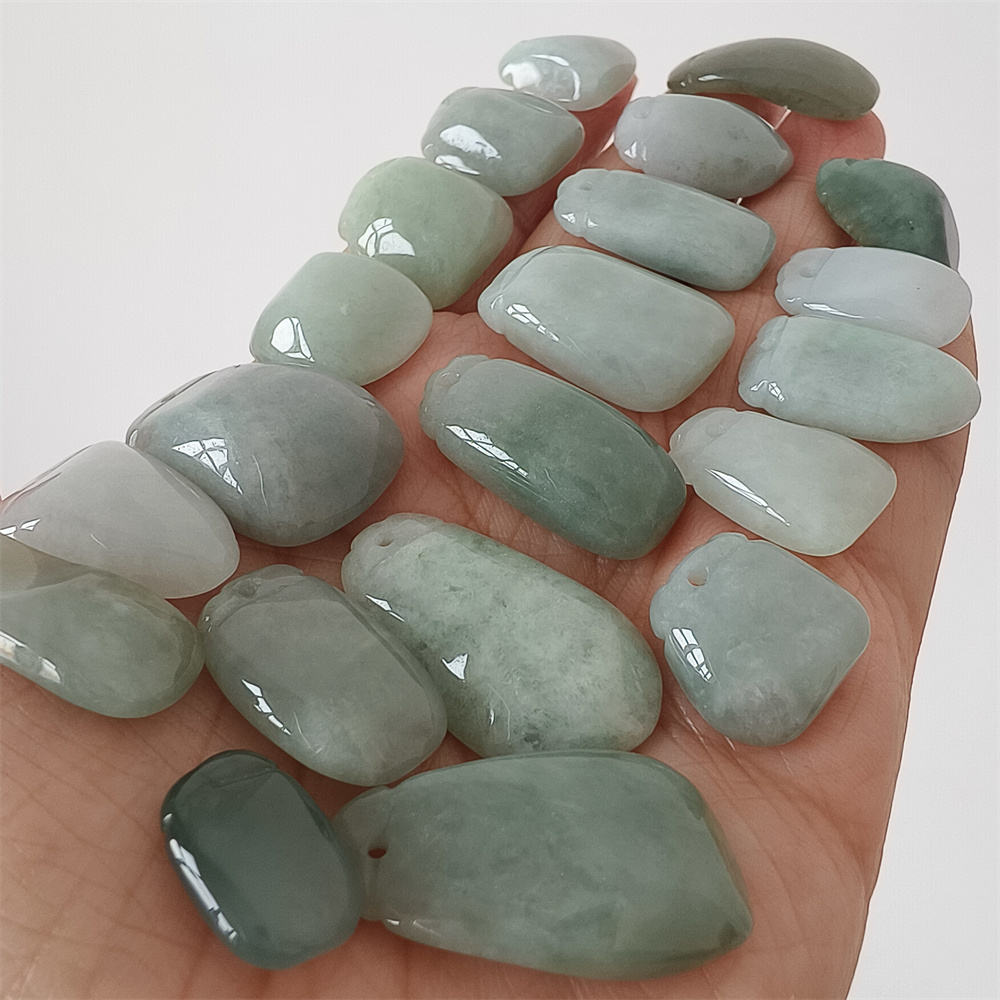 5pcs Natural Certificated Type A 16-30X13-17X5-8mm Green Burmese Jadeite Blessing Melon Pendant,Amulet Pendant ,DIY Jewelry Supplies