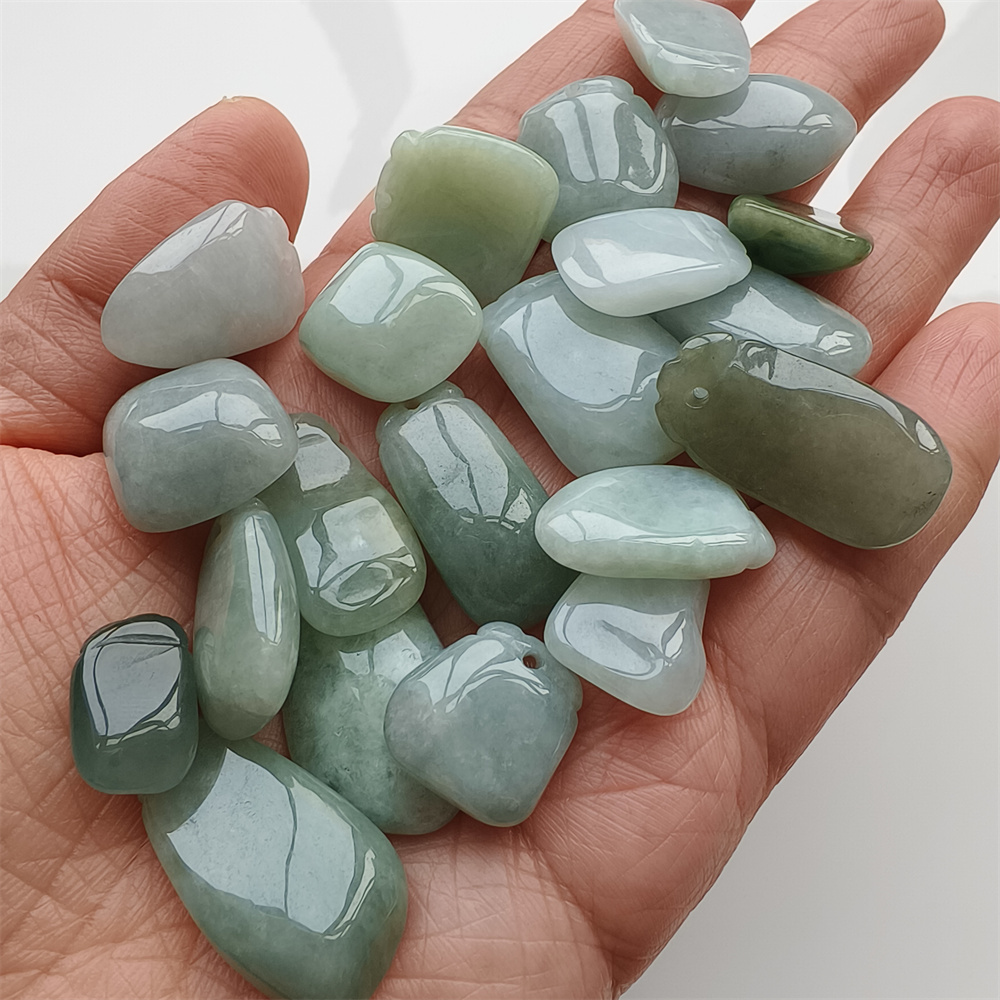 5pcs Natural Certificated Type A 16-30X13-17X5-8mm Green Burmese Jadeite Blessing Melon Pendant,Amulet Pendant ,DIY Jewelry Supplies