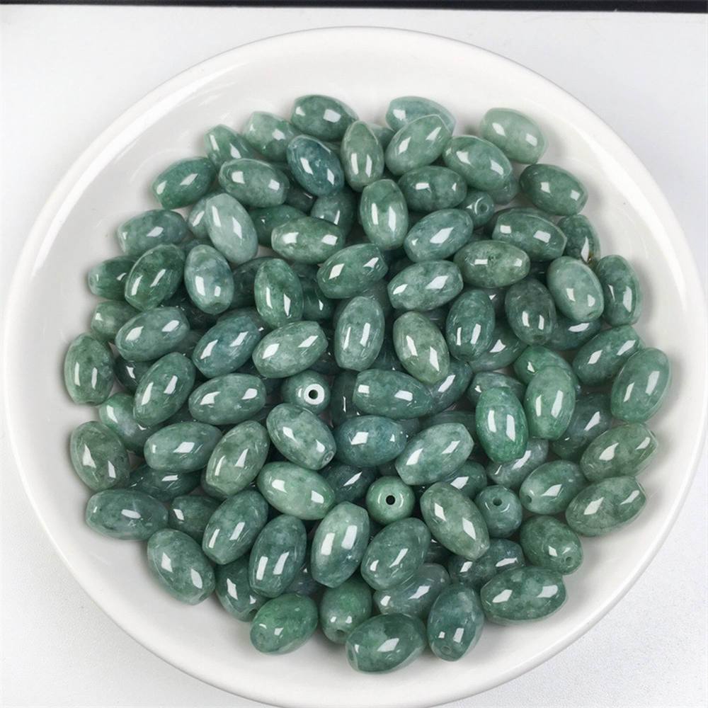 10pcs Natural Grade A Burma Jade Oval Barrel Beads,Drum Beads,Dark Green Jade Loose Beads,Genuine Jade,Nature Gemstone,DIY Jewelry Supplies