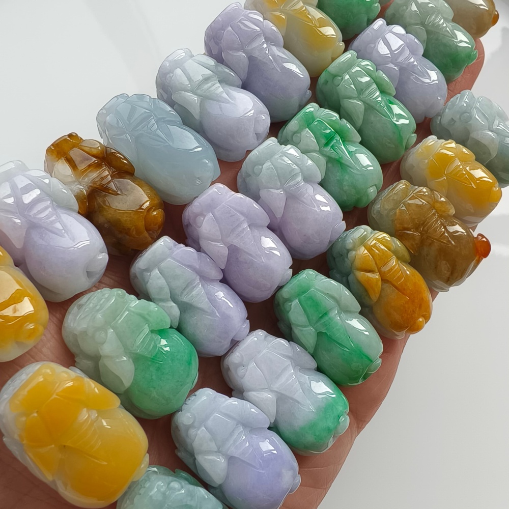 Natural Yellow Color Heated 21-25X12-14X8-11mm Burmese Jadeite Pixiu Pendant,Lavender Yellow And Green  Pixiu Pendant,Amulet Pendants,DIY Jewelry Supplies