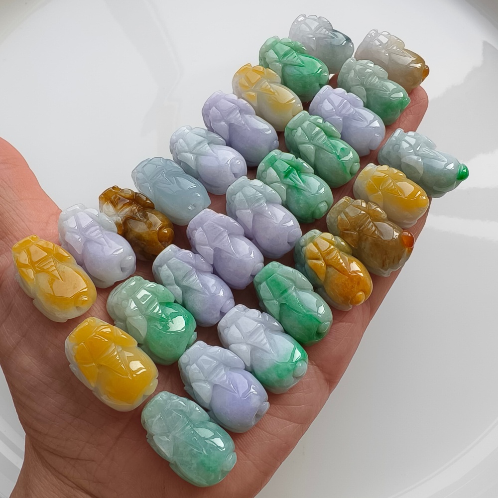 Natural Yellow Color Heated 21-25X12-14X8-11mm Burmese Jadeite Pixiu Pendant,Lavender Yellow And Green  Pixiu Pendant,Amulet Pendants,DIY Jewelry Supplies