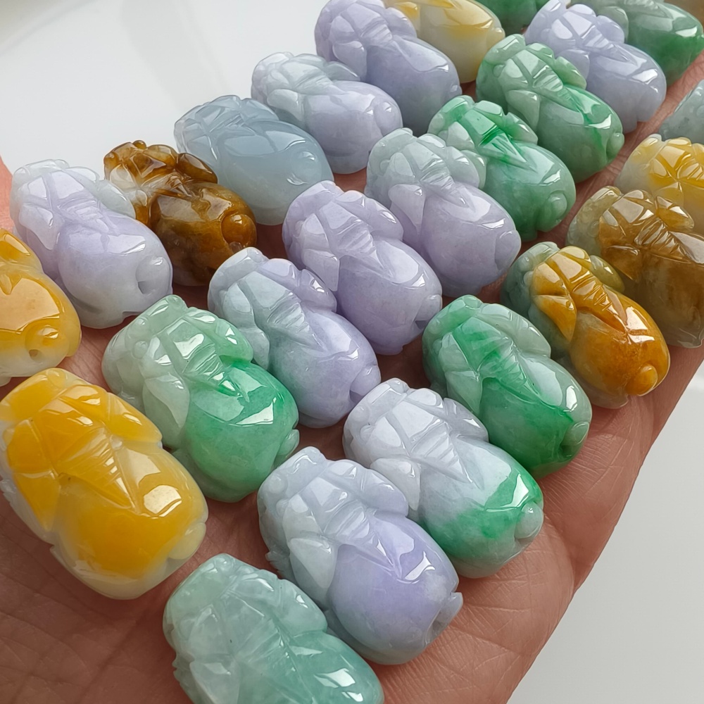 Natural Yellow Color Heated 21-25X12-14X8-11mm Burmese Jadeite Pixiu Pendant,Lavender Yellow And Green  Pixiu Pendant,Amulet Pendants,DIY Jewelry Supplies