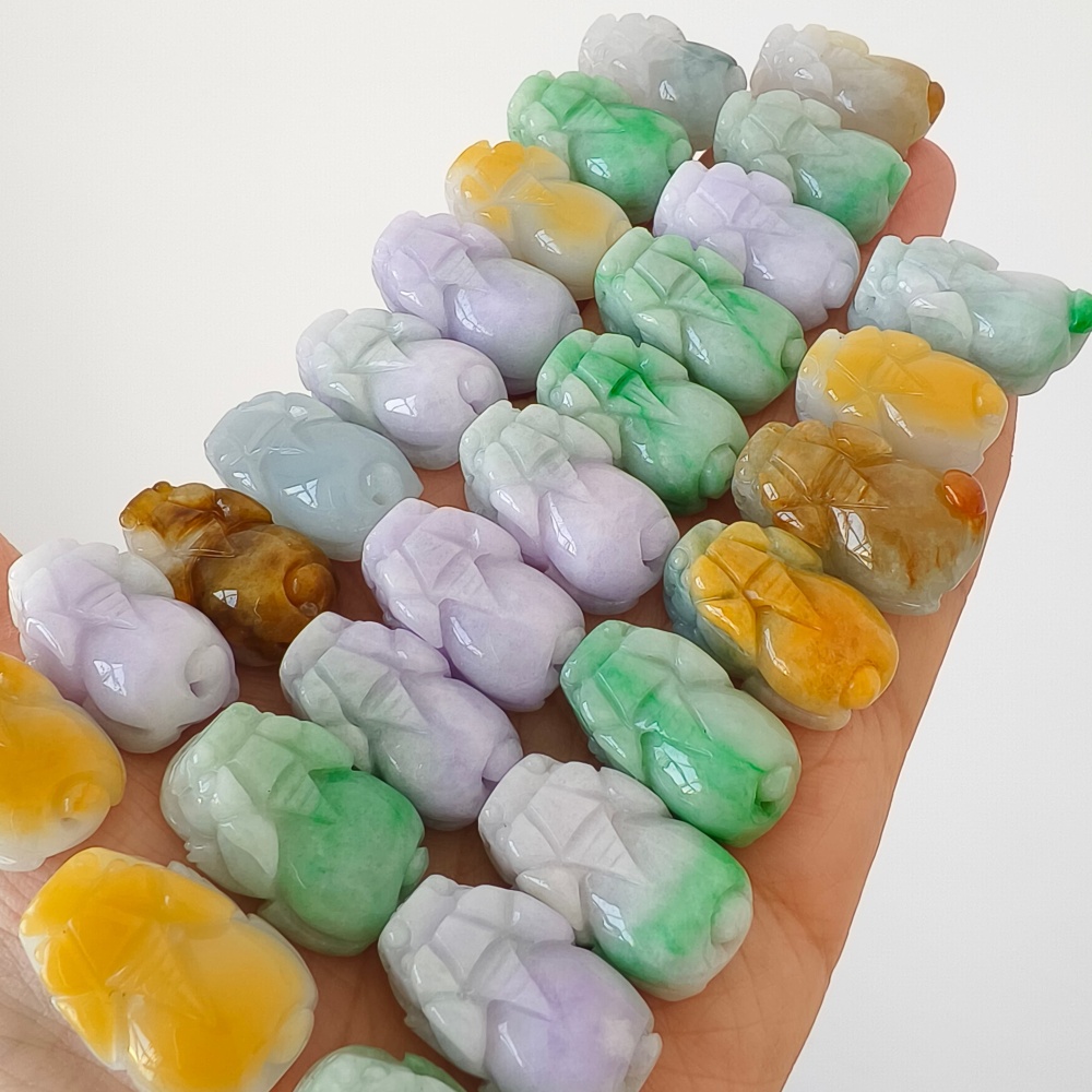 Natural Yellow Color Heated 21-25X12-14X8-11mm Burmese Jadeite Pixiu Pendant,Lavender Yellow And Green  Pixiu Pendant,Amulet Pendants,DIY Jewelry Supplies