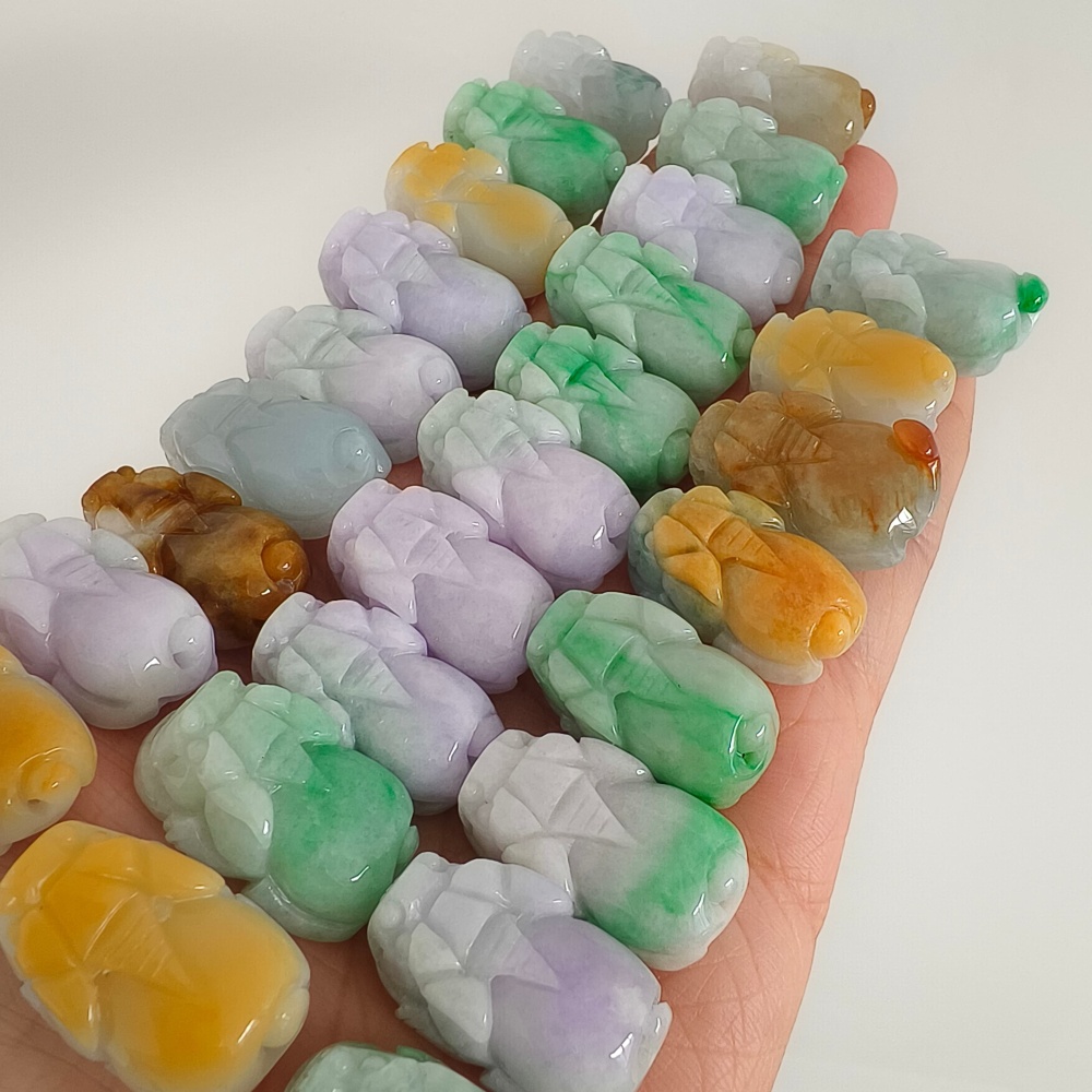 Natural Yellow Color Heated 21-25X12-14X8-11mm Burmese Jadeite Pixiu Pendant,Lavender Yellow And Green  Pixiu Pendant,Amulet Pendants,DIY Jewelry Supplies