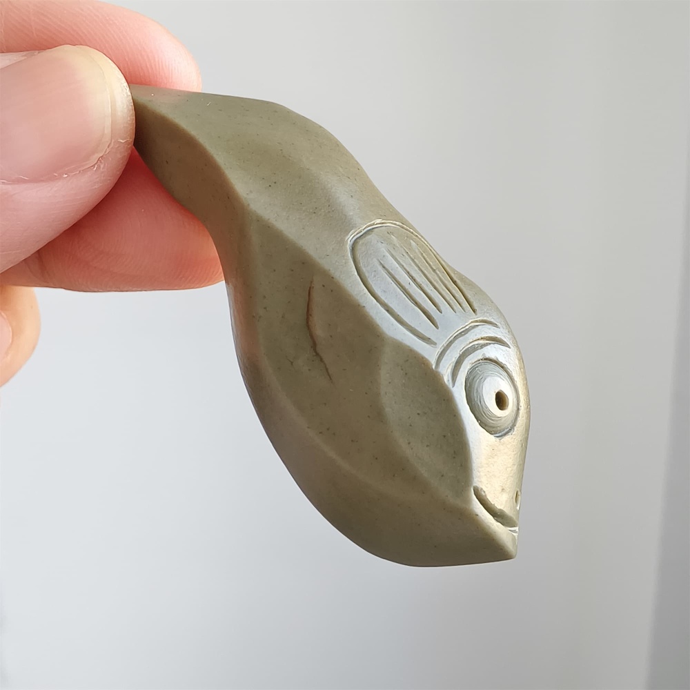 Natural Gobi Raw Stone 55X24X10mm Olive Green Fish Pendant ,DIY Jewelry Supplies
