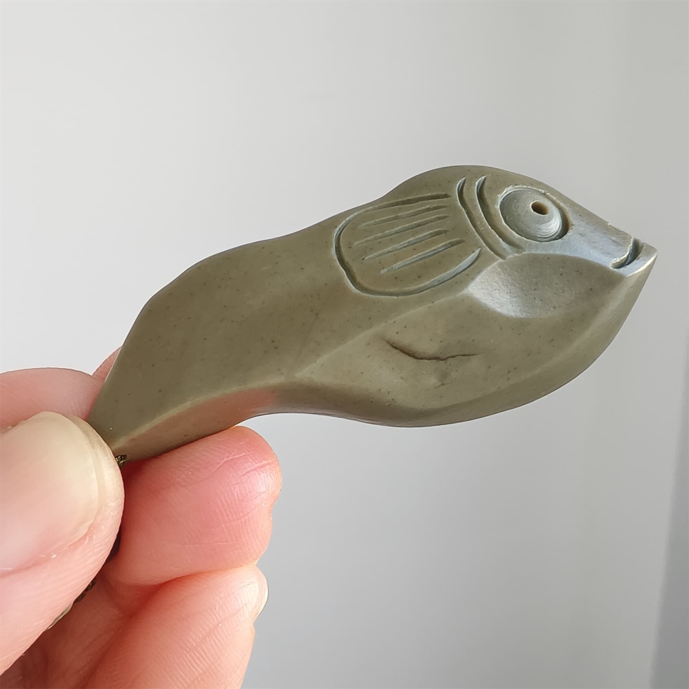Natural Gobi Raw Stone 55X24X10mm Olive Green Fish Pendant ,DIY Jewelry Supplies