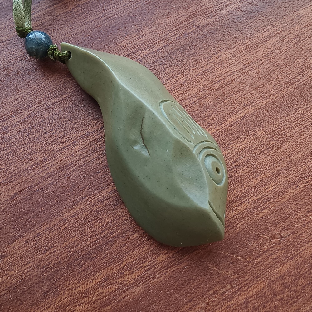 Natural Gobi Raw Stone 55X24X10mm Olive Green Fish Pendant ,DIY Jewelry Supplies