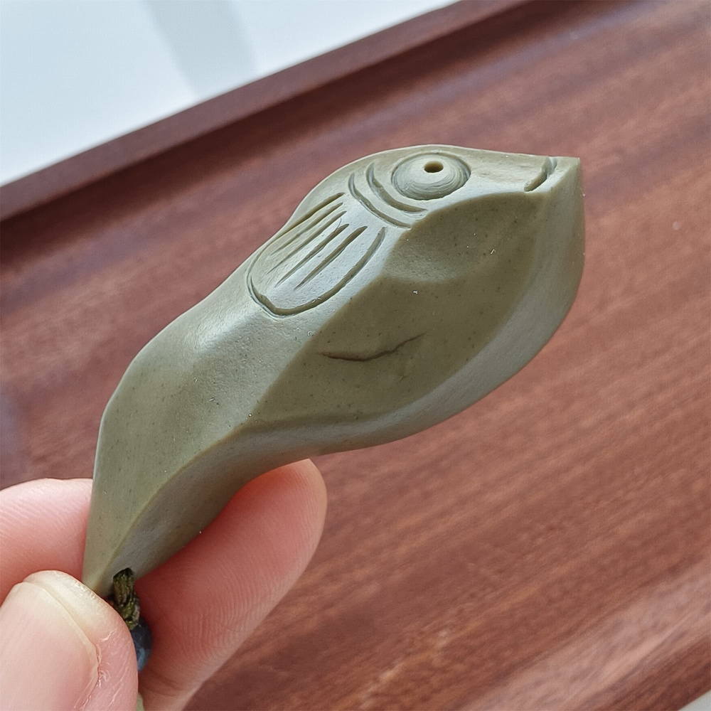 Natural Gobi Raw Stone 55X24X10mm Olive Green Fish Pendant ,DIY Jewelry Supplies