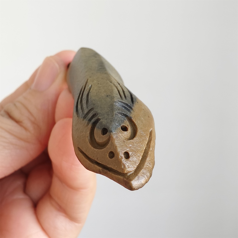 Natural Gobi Raw Stone 62X20X8mm Earthy Yellow And Black Fish Pendant ,DIY Jewelry Supplies