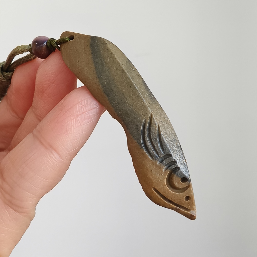 Natural Gobi Raw Stone 62X20X8mm Earthy Yellow And Black Fish Pendant ,DIY Jewelry Supplies