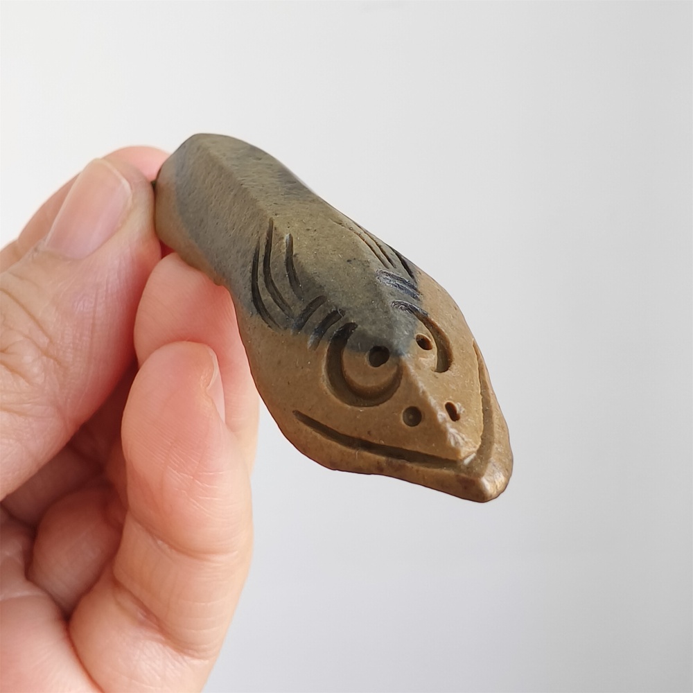 Natural Gobi Raw Stone 62X20X8mm Earthy Yellow And Black Fish Pendant ,DIY Jewelry Supplies