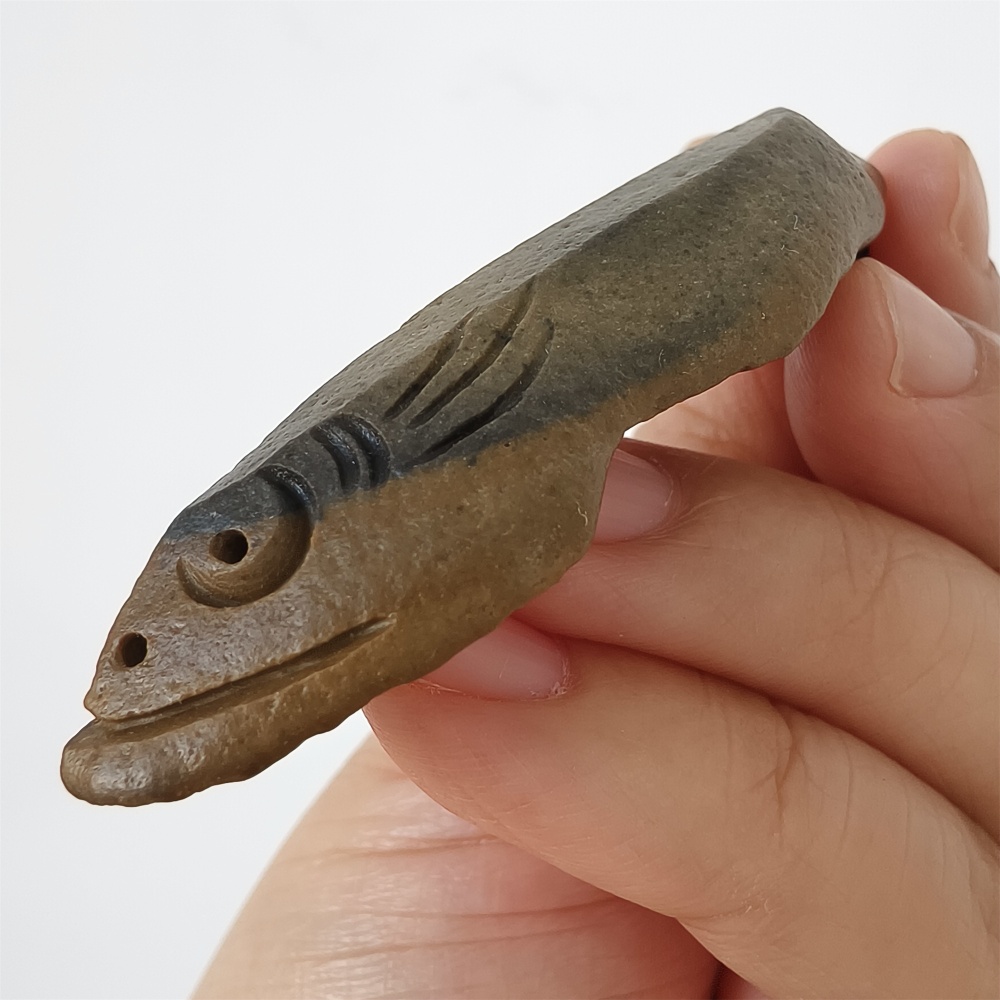 Natural Gobi Raw Stone 62X20X8mm Earthy Yellow And Black Fish Pendant ,DIY Jewelry Supplies