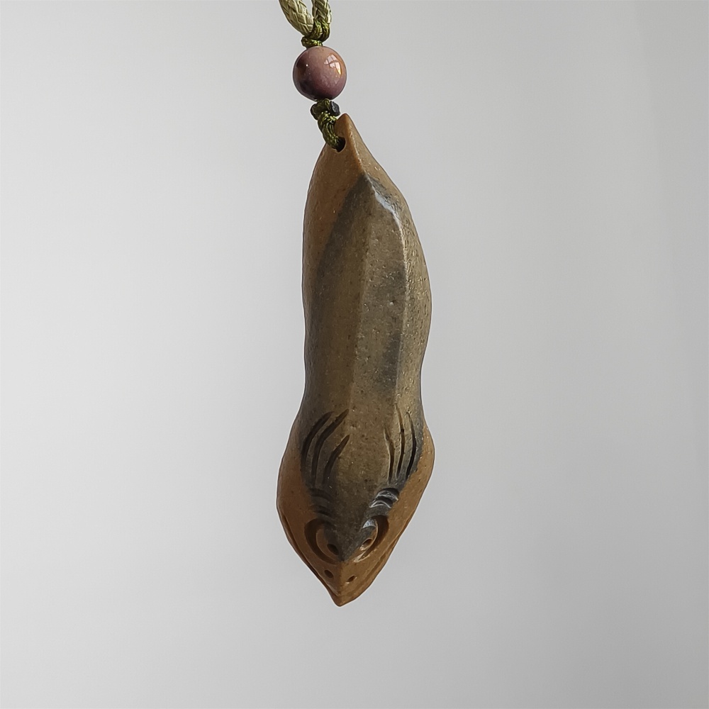 Natural Gobi Raw Stone 62X20X8mm Earthy Yellow And Black Fish Pendant ,DIY Jewelry Supplies