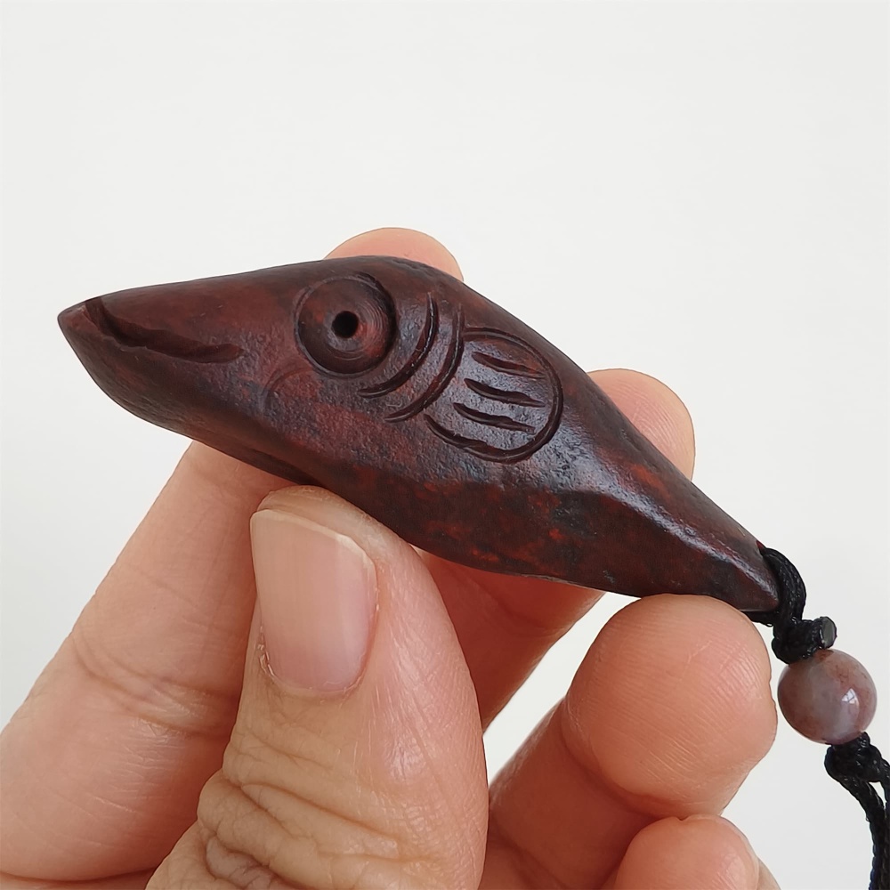 Natural Gobi Raw Stone 55X18X13mm Deep Red Fish Pendant ,DIY Jewelry Supplies