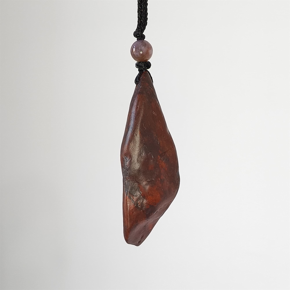 Natural Gobi Raw Stone 55X18X13mm Deep Red Fish Pendant ,DIY Jewelry Supplies