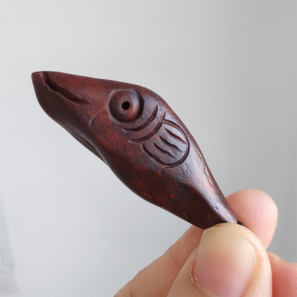 Natural Gobi Raw Stone 55X18X13mm Deep Red Fish Pendant ,DIY Jewelry Supplies