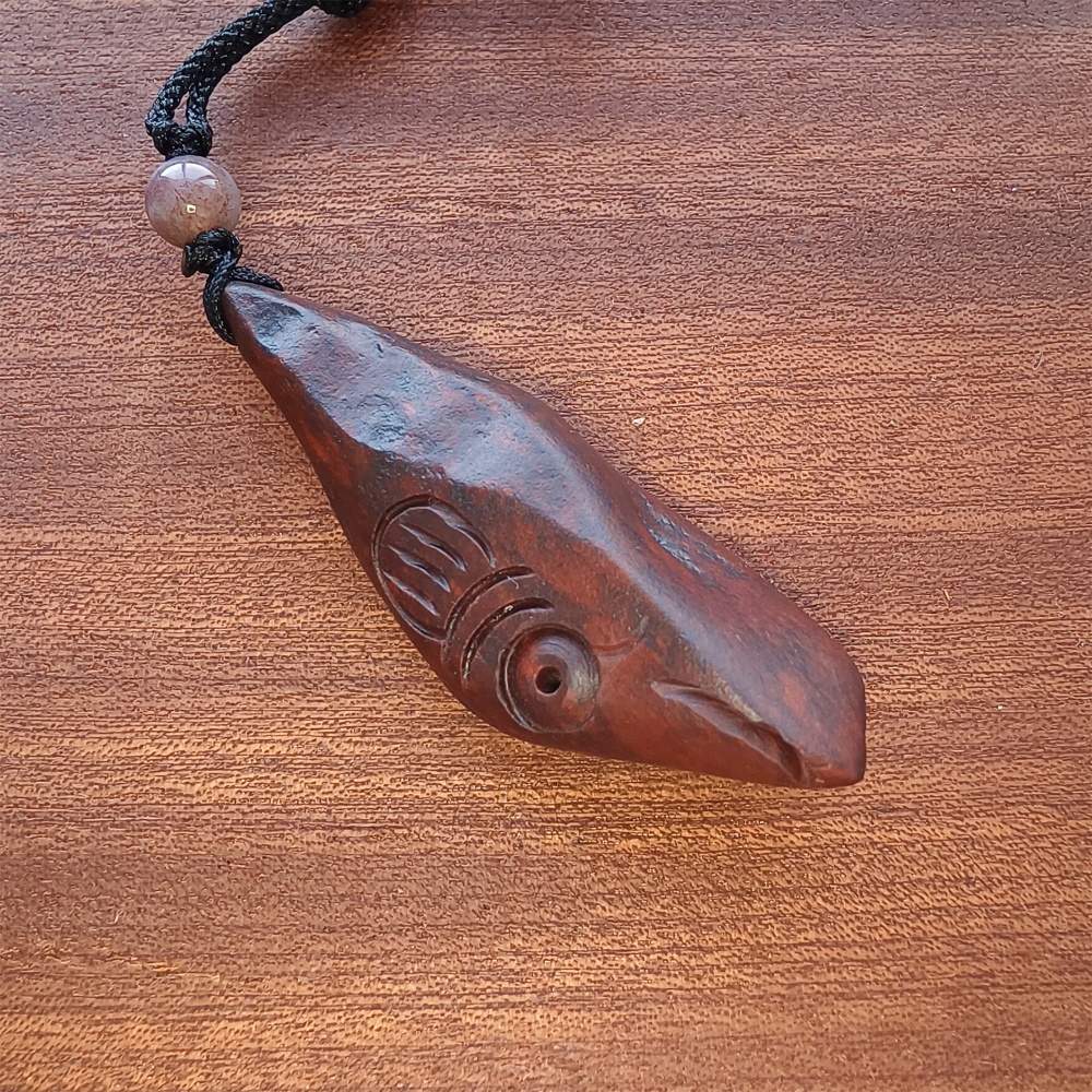 Natural Gobi Raw Stone 55X18X13mm Deep Red Fish Pendant ,DIY Jewelry Supplies