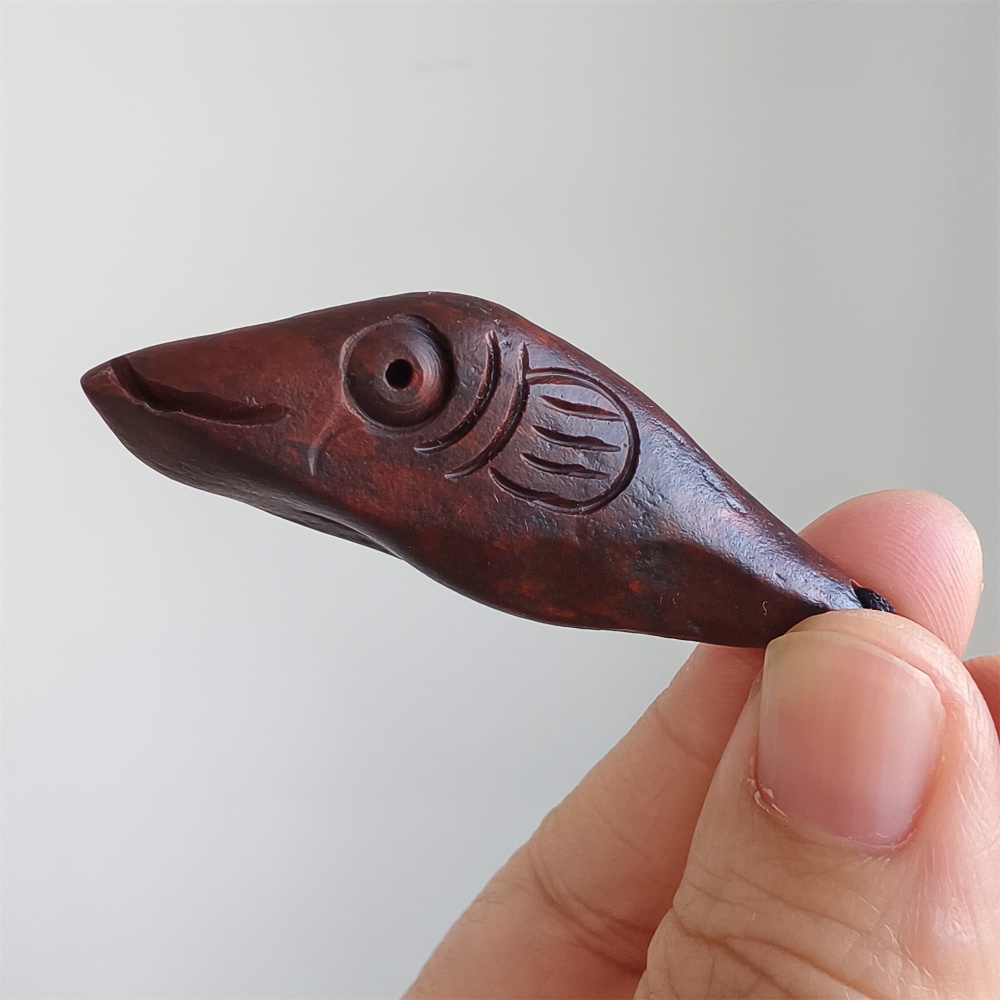Natural Gobi Raw Stone 55X18X13mm Deep Red Fish Pendant ,DIY Jewelry Supplies