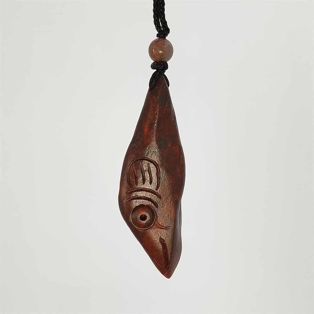 Natural Gobi Raw Stone 55X18X13mm Deep Red Fish Pendant ,DIY Jewelry Supplies