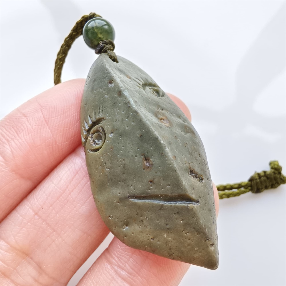 Natural Gobi Raw Stone 45X21X10mm Olive Green Irregular Pendant ,DIY Jewelry Supplies