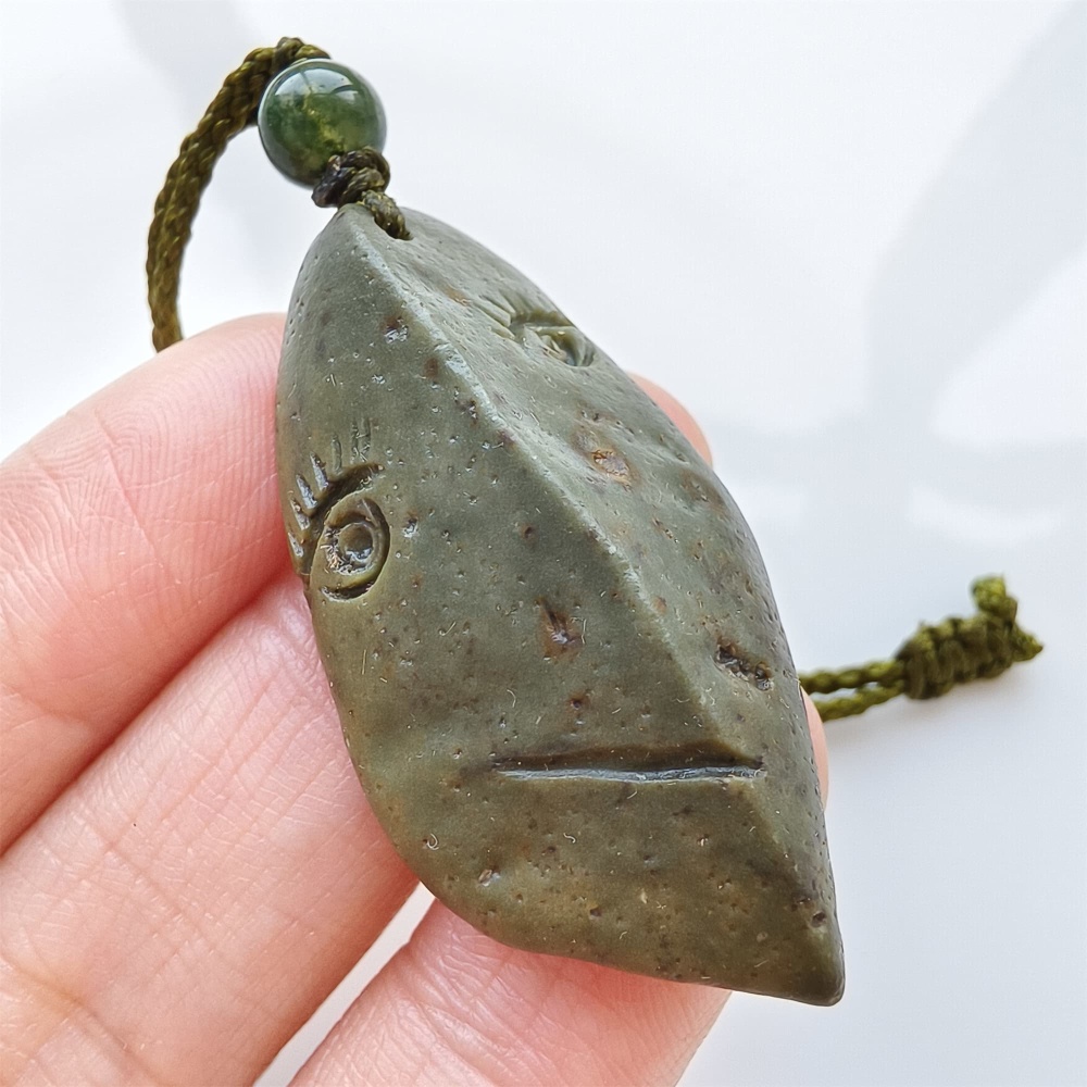 Natural Gobi Raw Stone 45X21X10mm Olive Green Irregular Pendant ,DIY Jewelry Supplies