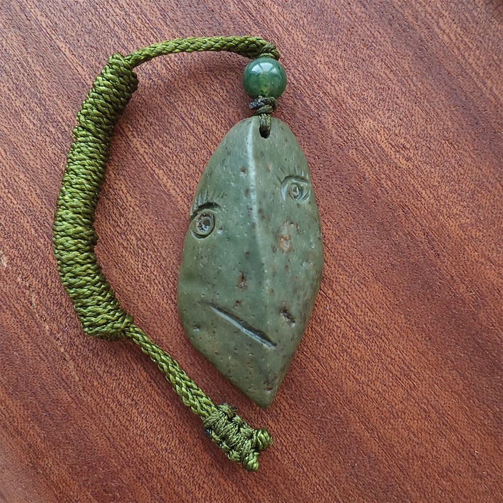 Natural Gobi Raw Stone 45X21X10mm Olive Green Irregular Pendant ,DIY Jewelry Supplies