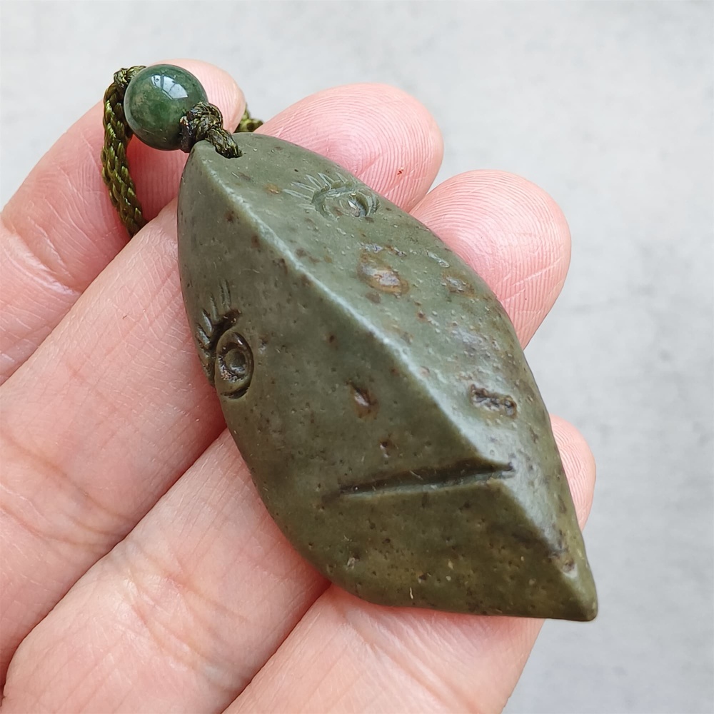 Natural Gobi Raw Stone 45X21X10mm Olive Green Irregular Pendant ,DIY Jewelry Supplies