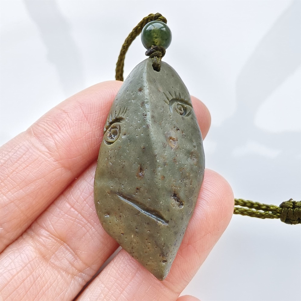 Natural Gobi Raw Stone 45X21X10mm Olive Green Irregular Pendant ,DIY Jewelry Supplies