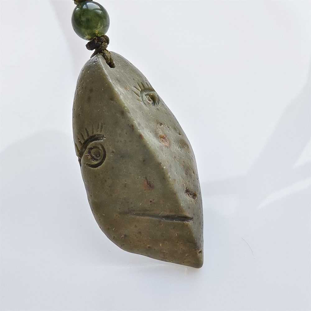 Natural Gobi Raw Stone 45X21X10mm Olive Green Irregular Pendant ,DIY Jewelry Supplies