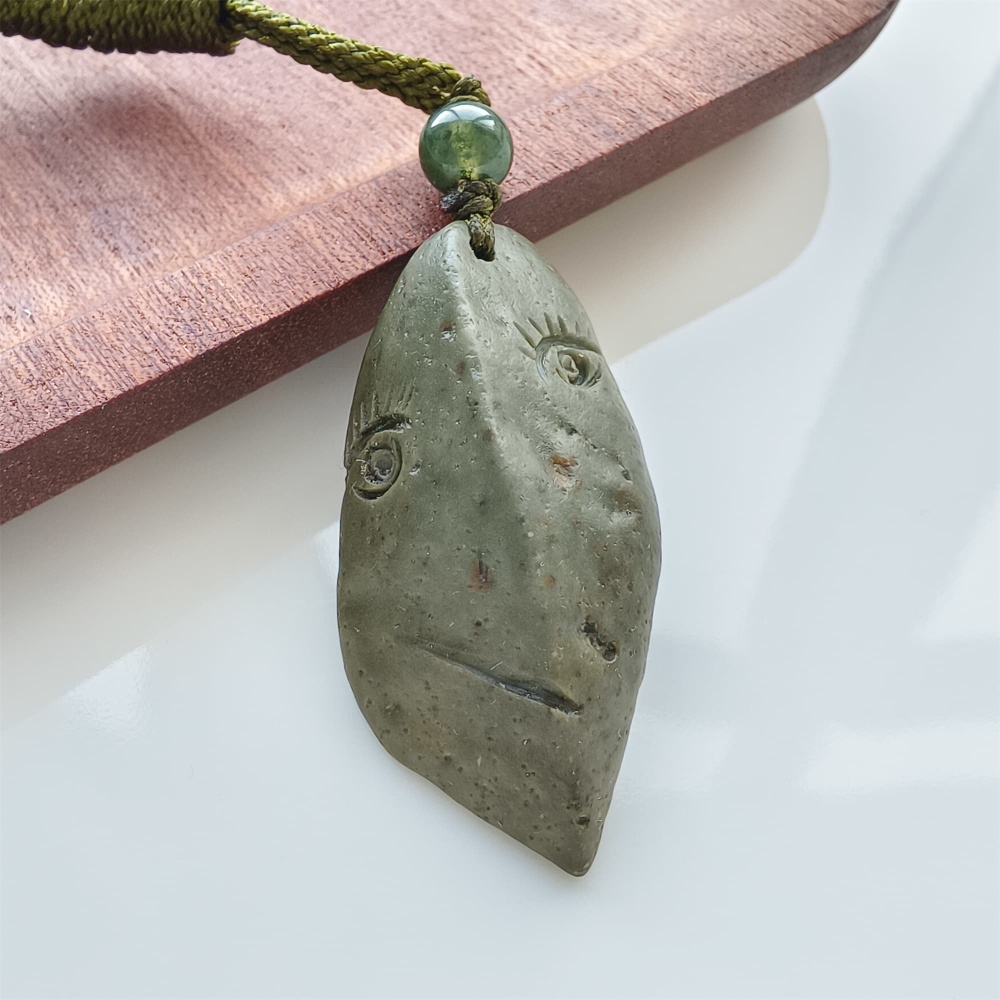Natural Gobi Raw Stone 45X21X10mm Olive Green Irregular Pendant ,DIY Jewelry Supplies