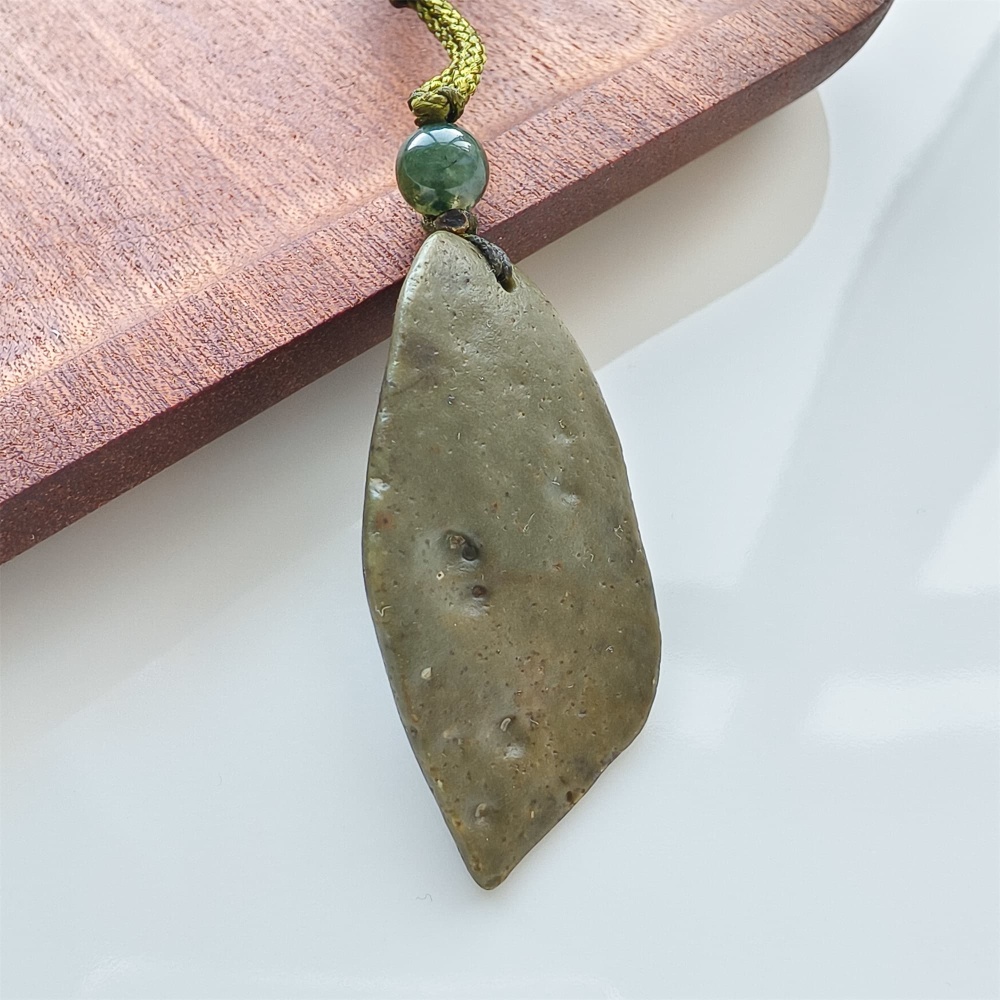 Natural Gobi Raw Stone 45X21X10mm Olive Green Irregular Pendant ,DIY Jewelry Supplies