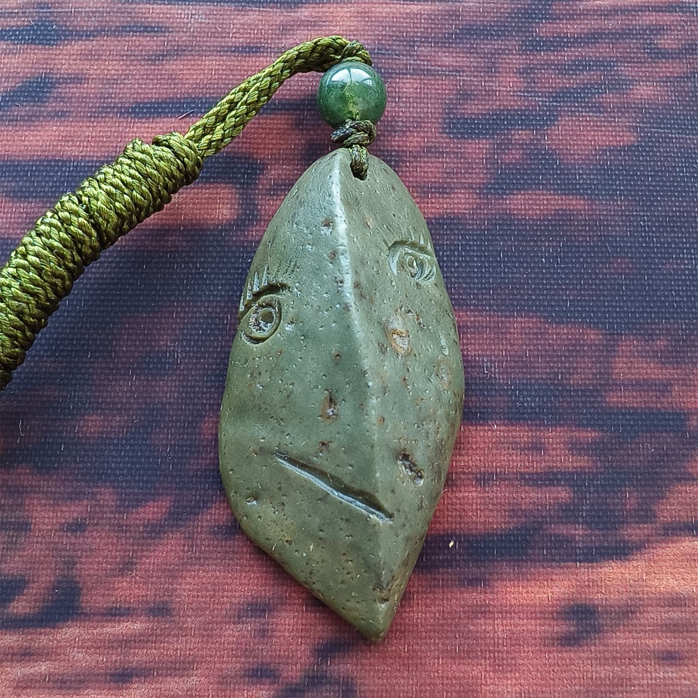 Natural Gobi Raw Stone 45X21X10mm Olive Green Irregular Pendant ,DIY Jewelry Supplies