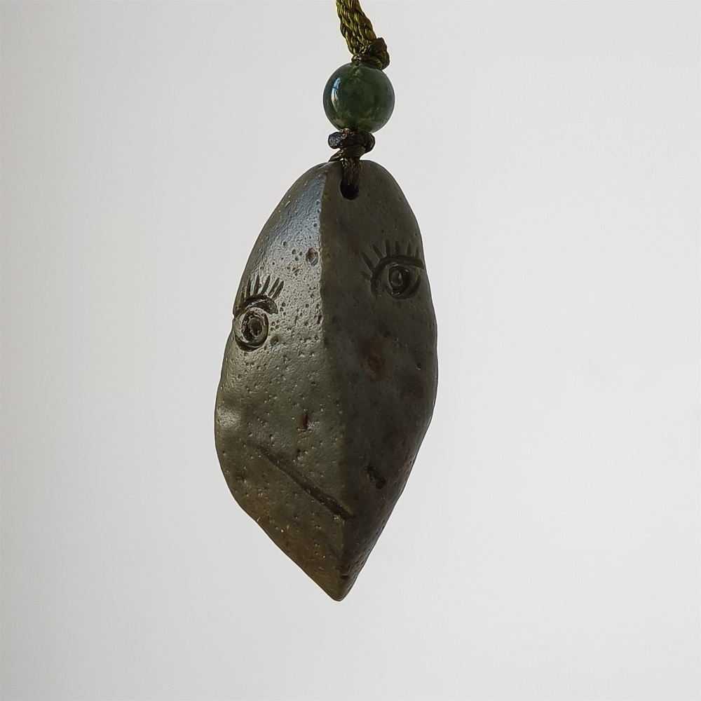 Natural Gobi Raw Stone 45X21X10mm Olive Green Irregular Pendant ,DIY Jewelry Supplies