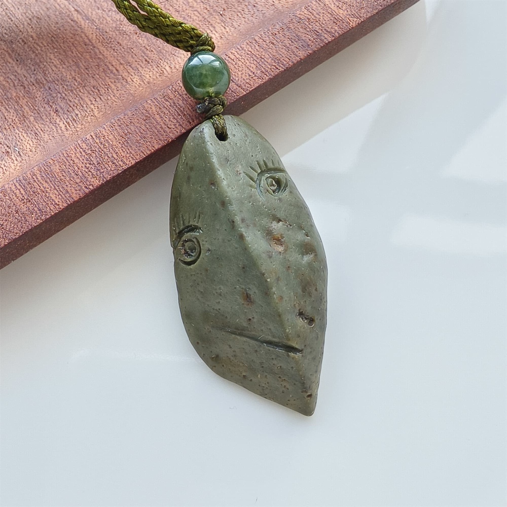 Natural Gobi Raw Stone 45X21X10mm Olive Green Irregular Pendant ,DIY Jewelry Supplies