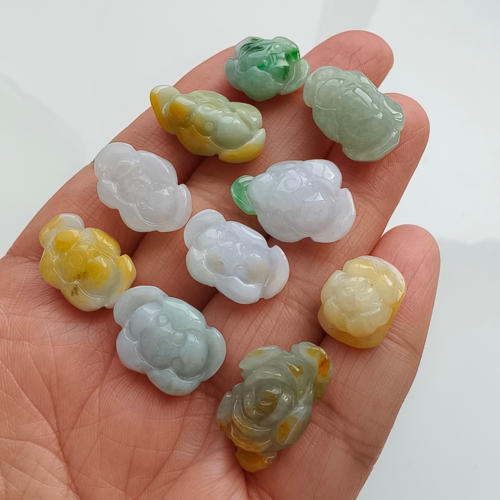 2pcs Natural Yellow Color Heated 14-21X12-14X6-8mm Burmese Jadeite Flower Beads,Burma Jadeite Loose Beads,DIY Jewelry Supplies