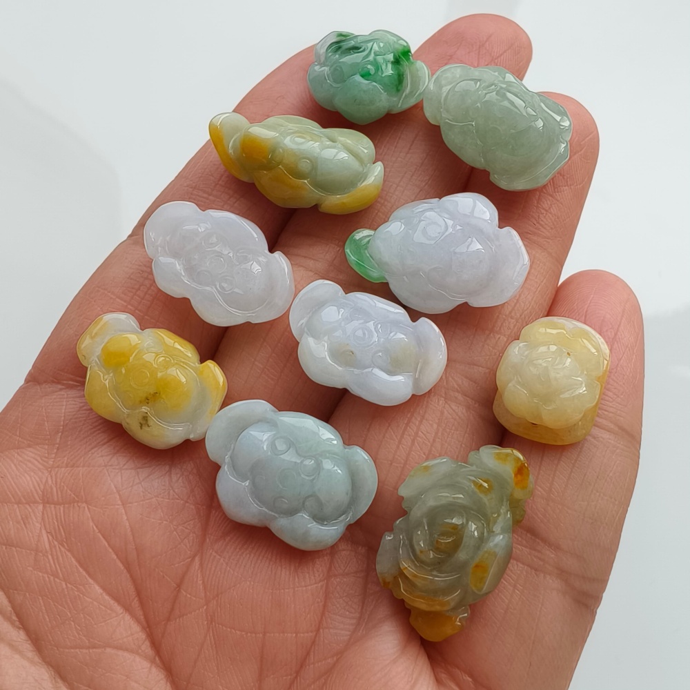 2pcs Natural Yellow Color Heated 14-21X12-14X6-8mm Burmese Jadeite Flower Beads,Burma Jadeite Loose Beads,DIY Jewelry Supplies