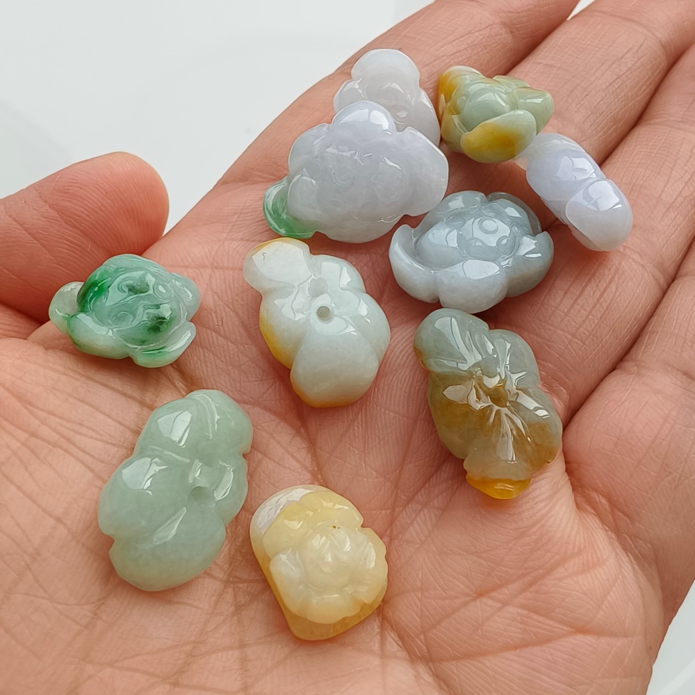 2pcs Natural Yellow Color Heated 14-21X12-14X6-8mm Burmese Jadeite Flower Beads,Burma Jadeite Loose Beads,DIY Jewelry Supplies