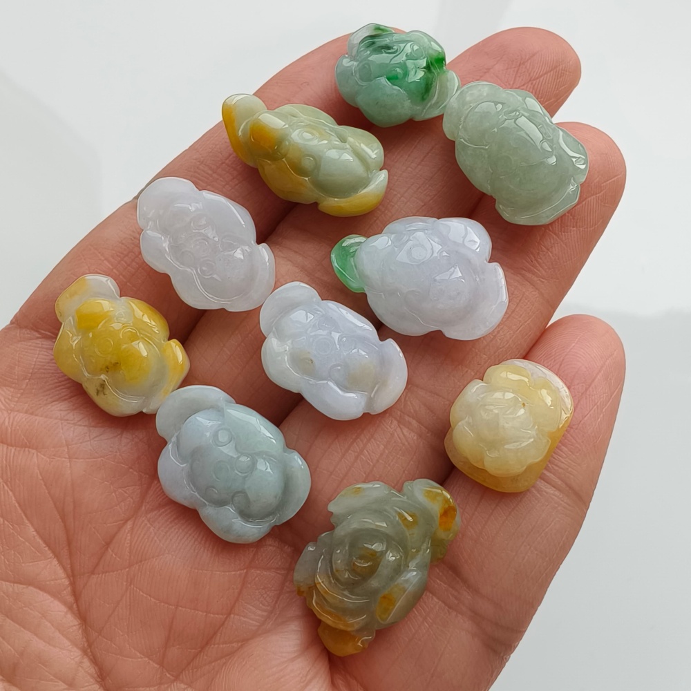 2pcs Natural Yellow Color Heated 14-21X12-14X6-8mm Burmese Jadeite Flower Beads,Burma Jadeite Loose Beads,DIY Jewelry Supplies