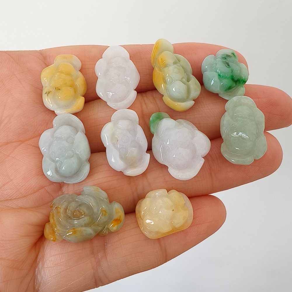 2pcs Natural Yellow Color Heated 14-21X12-14X6-8mm Burmese Jadeite Flower Beads,Burma Jadeite Loose Beads,DIY Jewelry Supplies