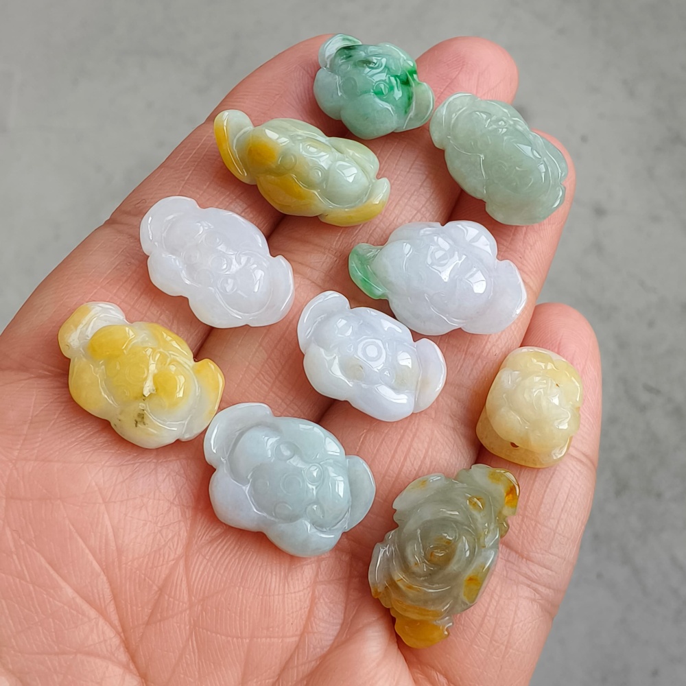 2pcs Natural Yellow Color Heated 14-21X12-14X6-8mm Burmese Jadeite Flower Beads,Burma Jadeite Loose Beads,DIY Jewelry Supplies