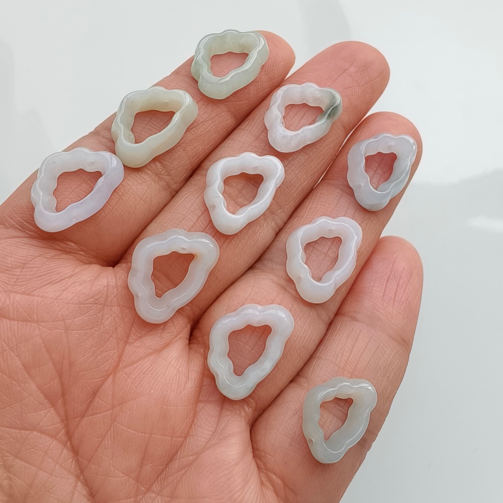 5pcs Natural Certificated Type A 10-12X14-16X3mm Green White Burmese Jadeite Cloud Pendant,Cloud Beads,DIY Jewelry Supplies