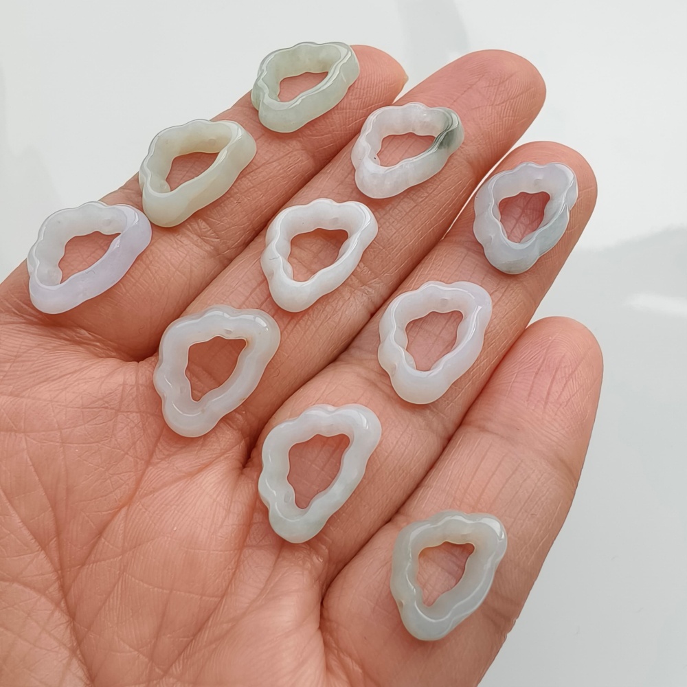 5pcs Natural Certificated Type A 10-12X14-16X3mm Green White Burmese Jadeite Cloud Pendant,Cloud Beads,DIY Jewelry Supplies