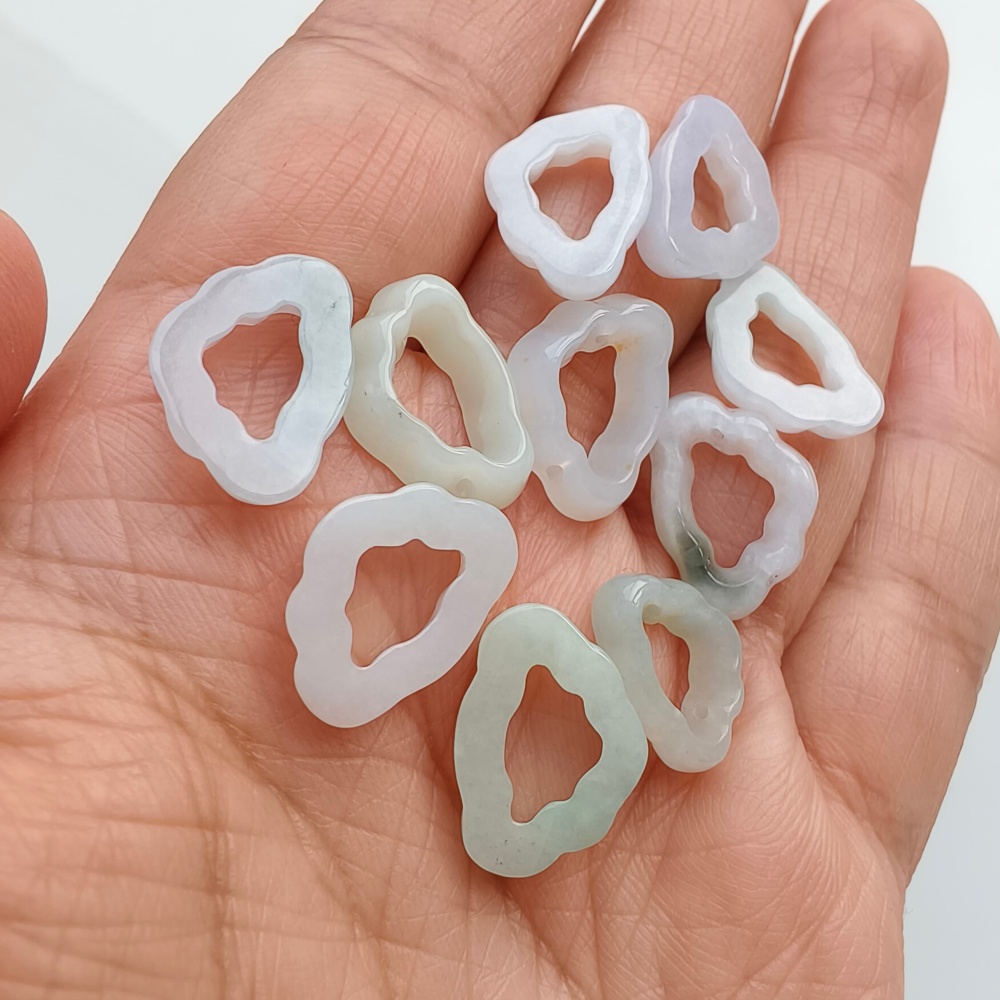 5pcs Natural Certificated Type A 10-12X14-16X3mm Green White Burmese Jadeite Cloud Pendant,Cloud Beads,DIY Jewelry Supplies