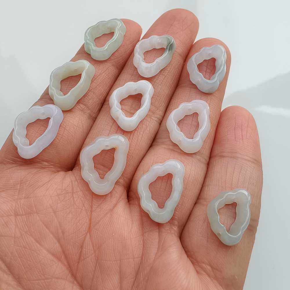 5pcs Natural Certificated Type A 10-12X14-16X3mm Green White Burmese Jadeite Cloud Pendant,Cloud Beads,DIY Jewelry Supplies