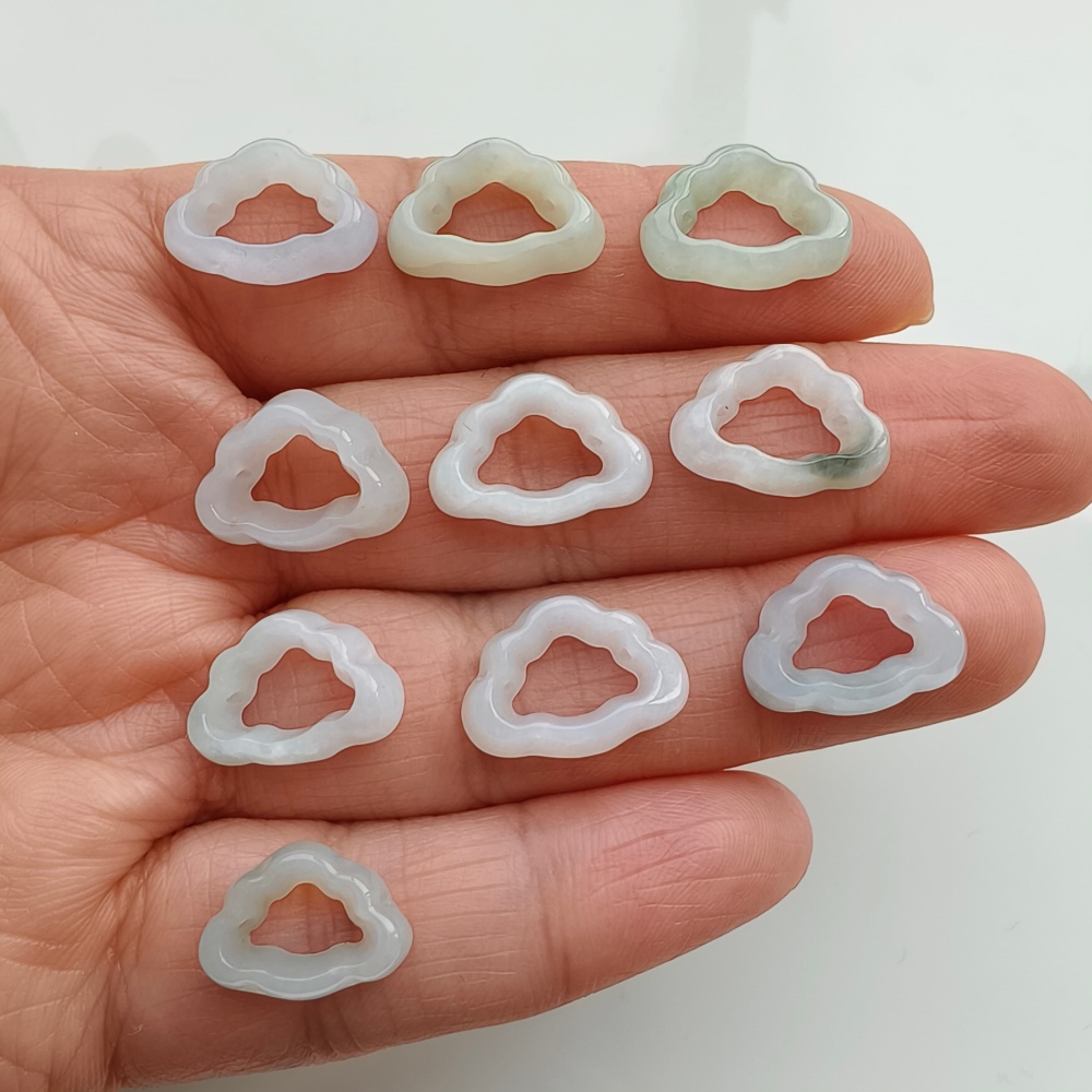 5pcs Natural Certificated Type A 10-12X14-16X3mm Green White Burmese Jadeite Cloud Pendant,Cloud Beads,DIY Jewelry Supplies