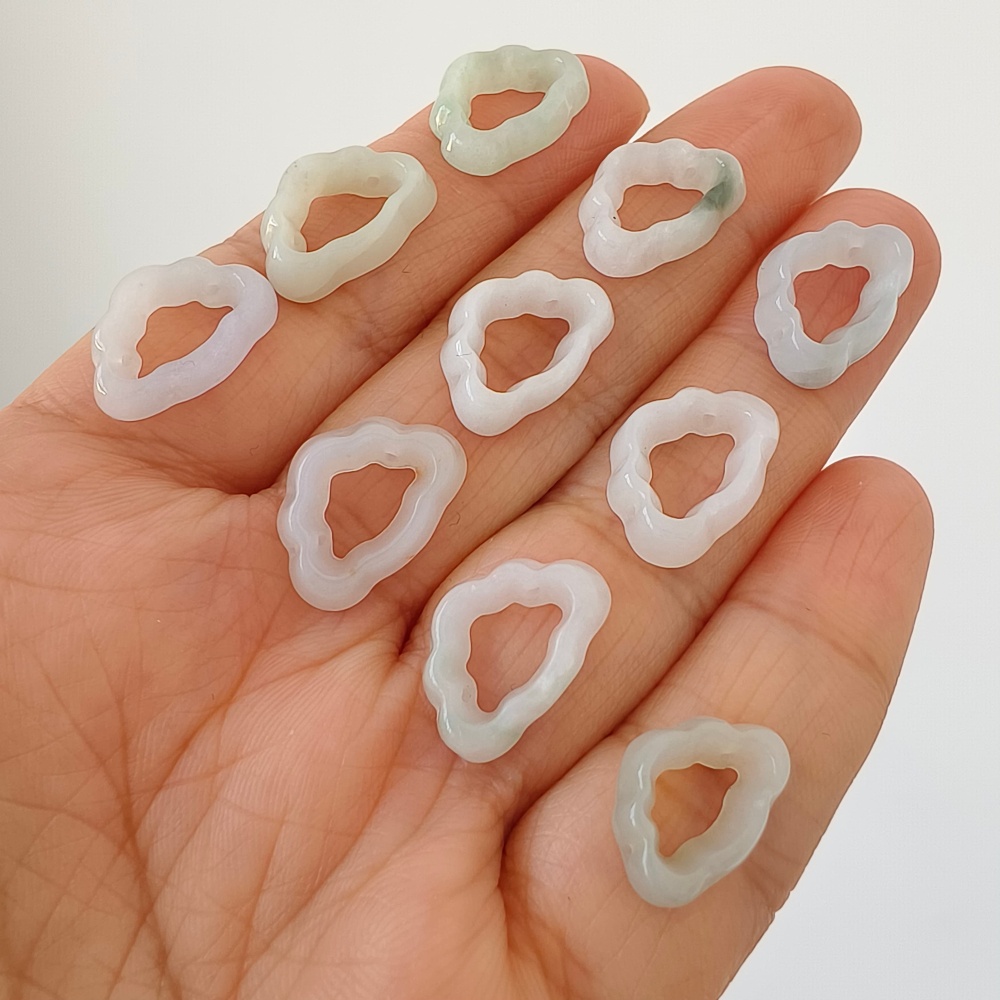 5pcs Natural Certificated Type A 10-12X14-16X3mm Green White Burmese Jadeite Cloud Pendant,Cloud Beads,DIY Jewelry Supplies